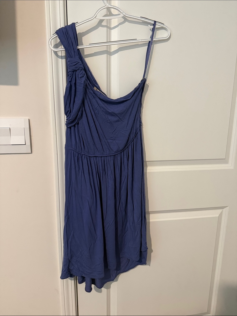 BCBGeneration One-Shoulder Dress in Blue with Knot Detail